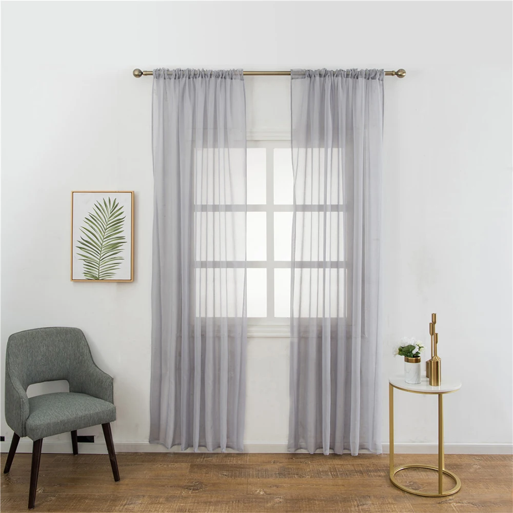 Europe Solid Color Curtain Window Ramie Cotton Yarn Window Curtain