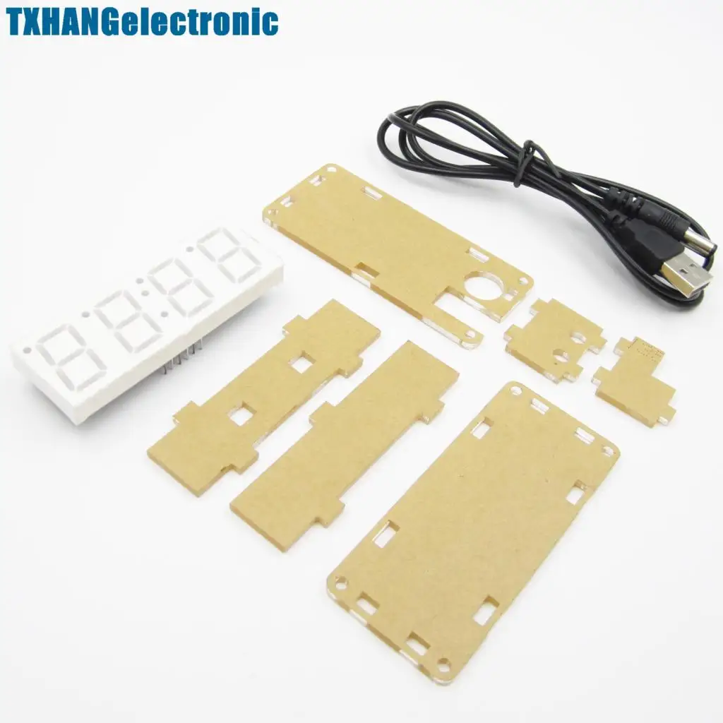 

DIY Kit Blue LED Electronic Clock Microcontroller Digital Clock Time Thermometer diy electronic kit