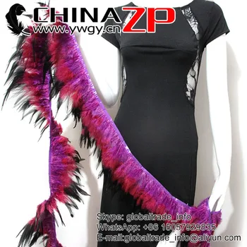 

CHINAZP Factory Fantastic DIY Decoration Dyed Purple-Red-Black Chicken Rooster Saddle Feathers Fringe Trim