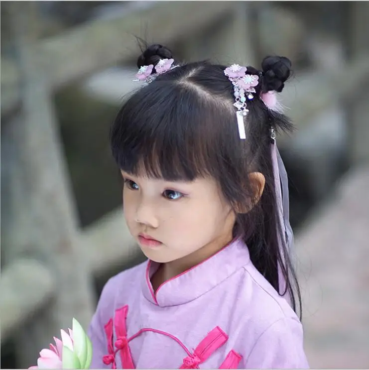 1 шт., китайская принцесса, детская заколка для волос кристаллы, акриловый колокольчик, вишня, заколка для волос, аксессуары для волос для девочек