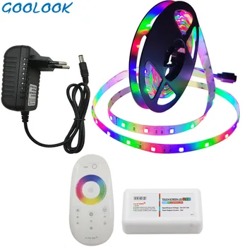 

SMD2835 RGB LED Strip Light Waterproof DC12V Tape Diode Neon Ribbon lamp strip Flexible Led Light String With Controller adapter