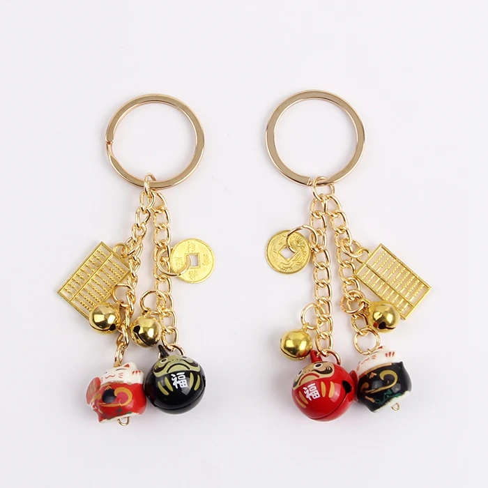 

Anime Maneki Neko Lucky Cat Fat Fortune Cat Keychain Key Chain Metal Ring Trinkets Car Bag Pendent For Women D233