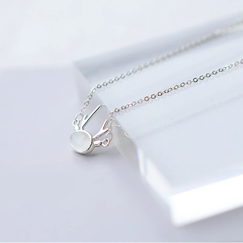 

XIYANIKE 925 Sterling Silver Necklack Cute Deer Animal Inlaid Rhinestone Choker Engagement Jewelry For Women Christmas Gifts New