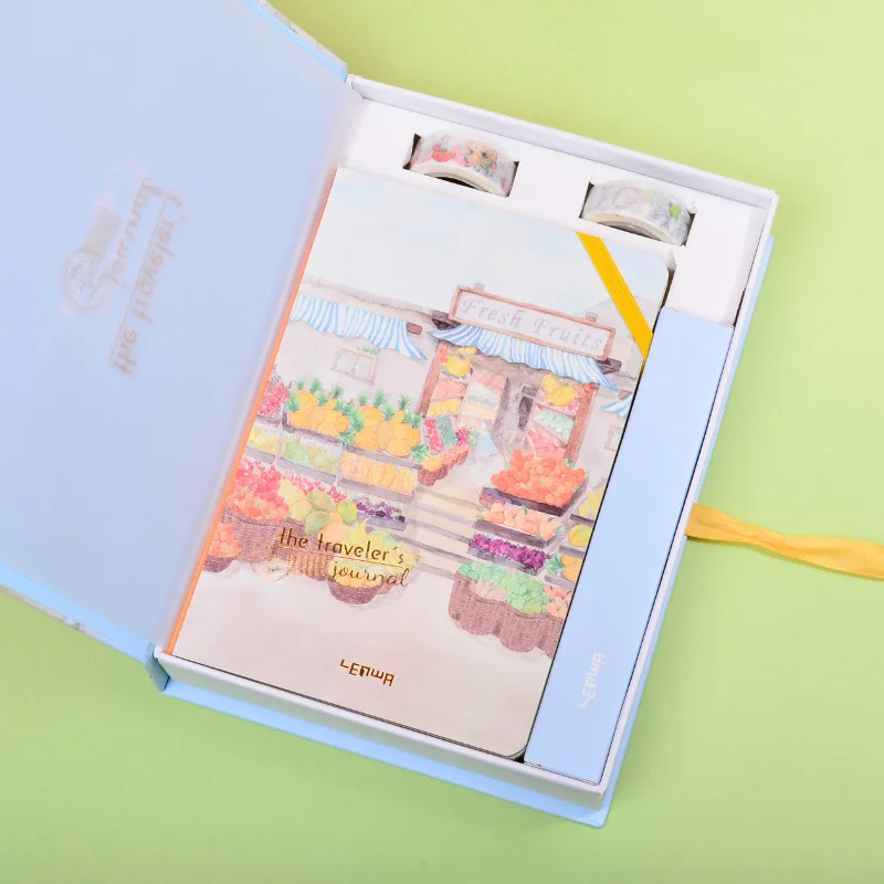 Корейский A5 блокнот Набор Kawaii милый планировщик Органайзер Dokibook личный дорожный дневник записные книжки+ 6 цветных ручек и ленты