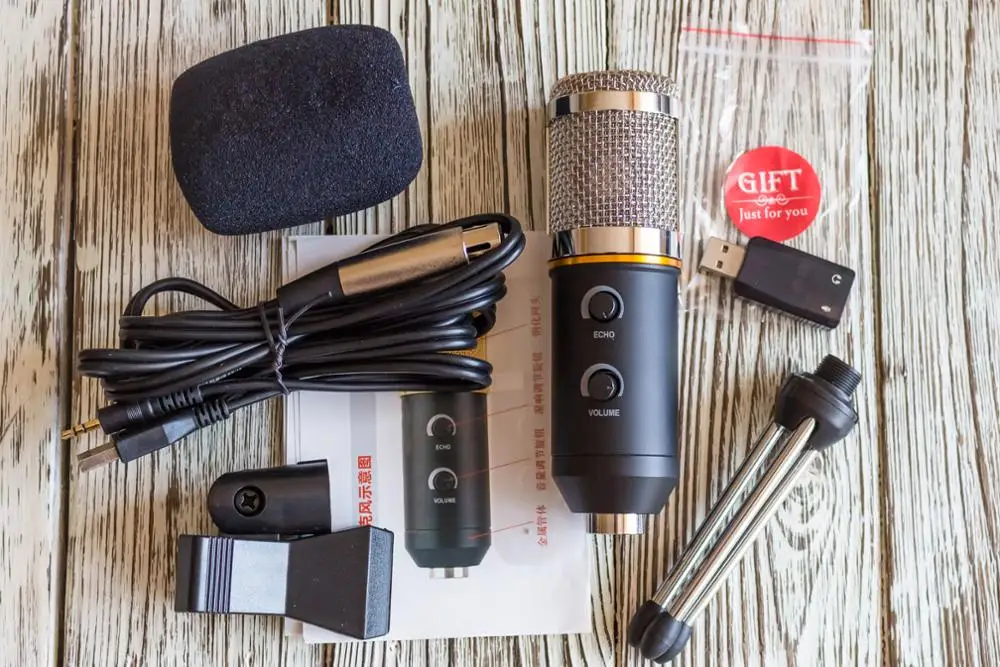 MK-F200FL Computer Microphone Condenser Wired 3.5mm Jack Profesionales USB Microphone For Karaoke PC Recording Studio Mic Tripod 4