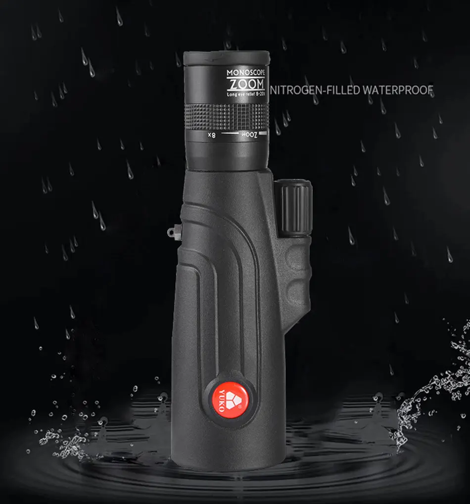 Zoom de Alta Todo o Vidro Yuko Monocular Telescópio Potência Óptico Foco Fmc Bak4 Prisma Caça Acampamento 8-20x50 10 High Quality Ferramenta