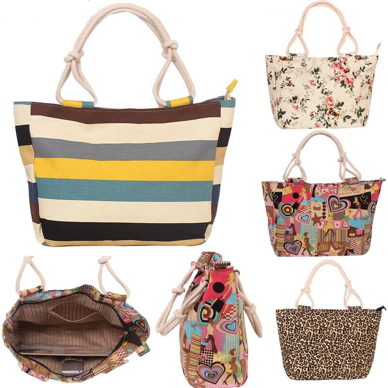 

Womens Lady Shoulder Beach Bag Large Summer Shopping Travel Canvas Reusable Large Capacity