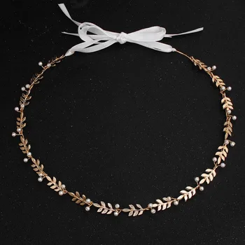 

Fashion Greek Metal Leaf Headbands Hairband for Women Bridal Pearl Wedding Hair Accessories Tiara Elegant Gold Headpiece Jewelry