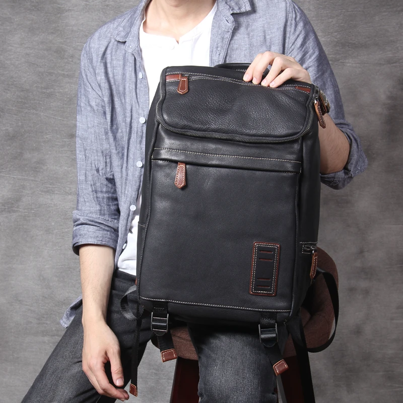 Brand Original Handmade Backpack High Quality Genuine Leather Business Laptop Computer Backpack Male Soft Cowhide Shoulder Bag