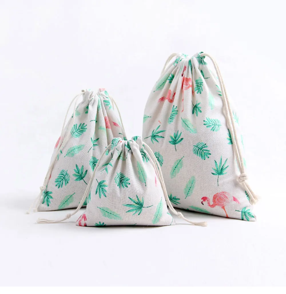 1 шт. зеленый лист Фламинго 100% хлопок связка карман дорожные аксессуары Одежда сумка для хранения игрушек сумка-Органайзер Multi-function сумка
