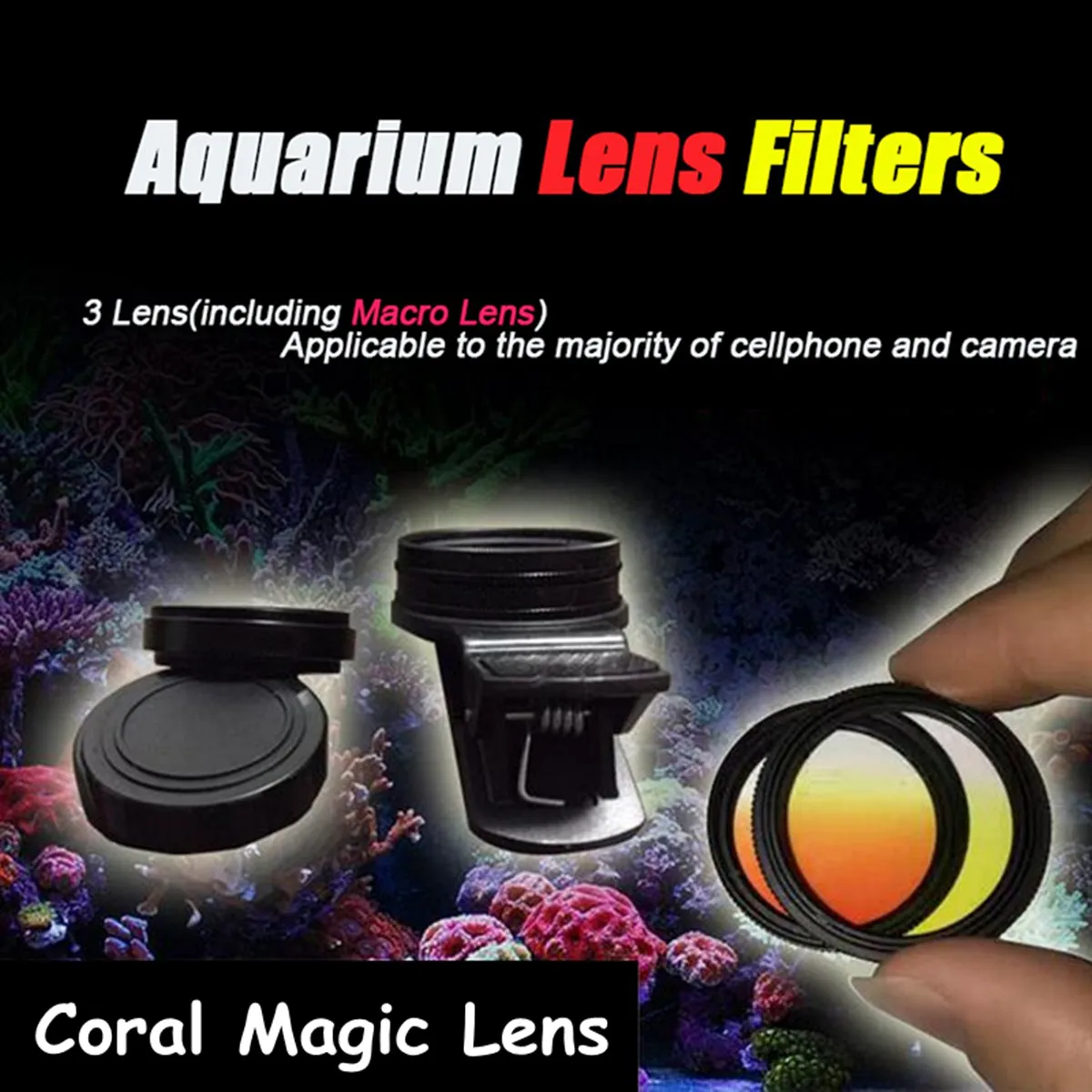 Черный аквариумный аквариум Коралловый риф Волшебные линзы для телефона фильтры для камеры объектив 1 макро-объектив рыбки водные украшения для террариума