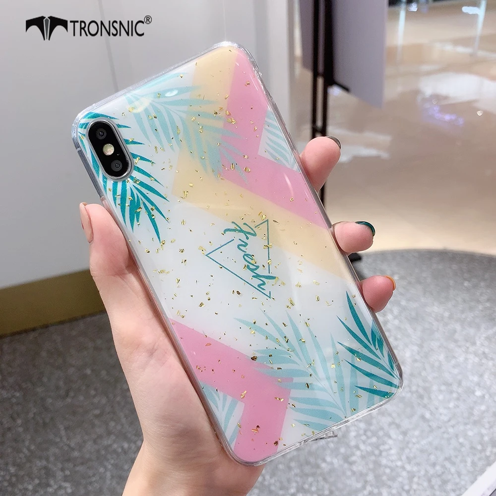 

TRONSNIC Glitter Marble Phone Case for iPhone X XS MAX XR Gold Foil Blue Pink Luxury Case for iPhone 6 6S 7 8 Plus Fashion Cover
