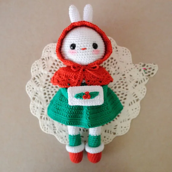 

Cotton Bunny - Christmas AMIGURUMI rattle toy doll rattles