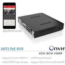 ANTSTEK Desktop 4CH 8CH Onvif 1080P PoE NVR For IEEE802.3af Onvif IP Cameras, AEEye Smartphone Remote View App, Dual USB Port