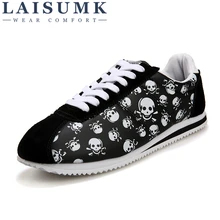 2018 LAISUMK Spring Summer Luxury Brand Casual shoes,light Originality Skull Heads Print Cortez Hip Hop Flat Shoes