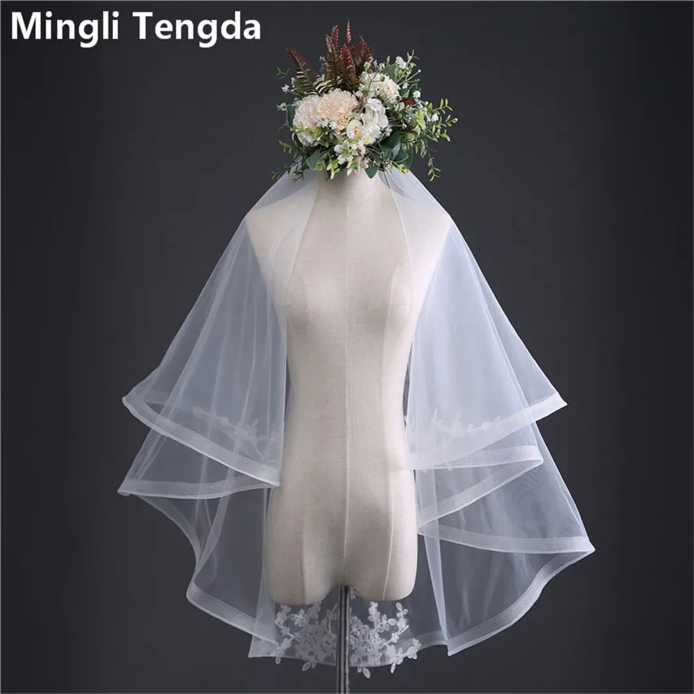 

High Quality Short Wedding Veils White Two Layer Soft Tulle Bridal Veils 2018 White Dress Wedding Accessories Mingli Tengda