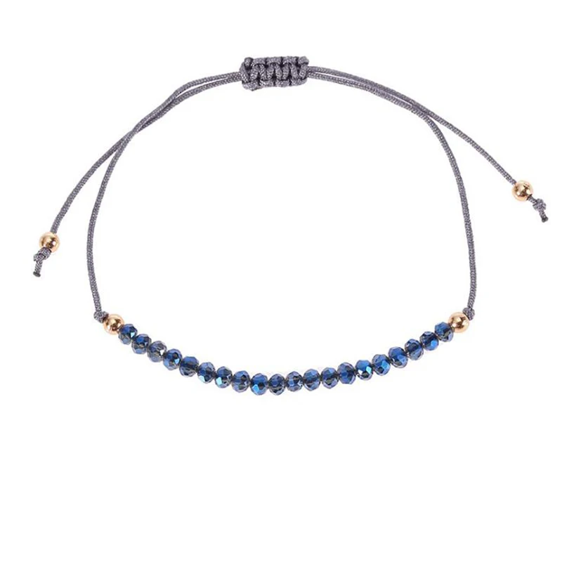 Регулируемые плетеные эластичные бусины ручной работы браслет 6 цветов веревочный плетеный браслет браслеты для женщин ювелирные изделия подарок на день Святого Валентина - Окраска металла: Dark Blue