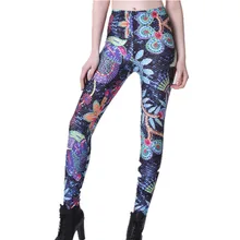 Эластичные повседневные штаны с 3D Цифровым принтом с цветочным узором женские Леггинсы 7 размеров одежда для фитнеса