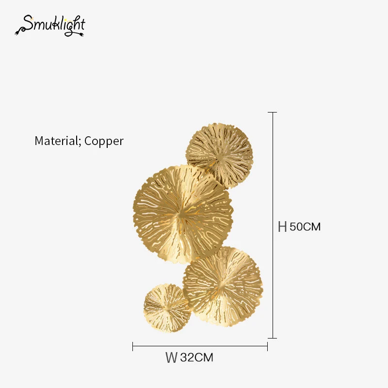 Скандинавский золотой лотос лист настенный светильник Ретро настенный светильник все медные настенные бра для промышленного декора прикроватные светильники для спальни - Цвет абажура: Dia W32cmxH50cm