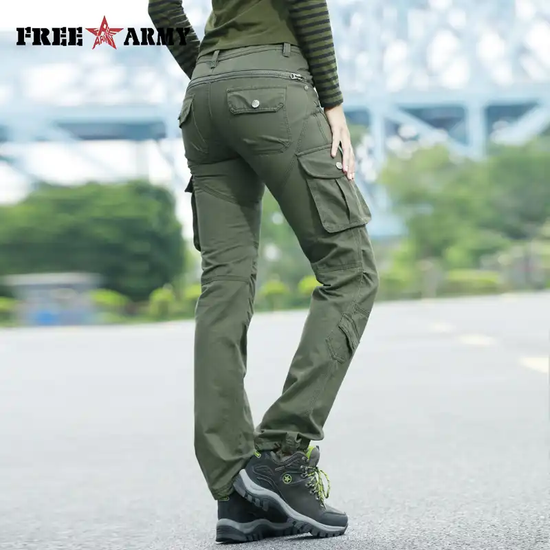 women's cotton cargo pants with pockets
