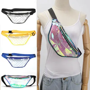 

Dots Print Bags Women Casual Summer Buckle Belted Geometric Waist Pack Laser Multi Colored Squared Bags Waterproof Waist Packs