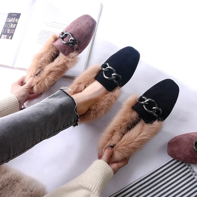 Ceny Futerkowe buty buty damskie zimowe śniegowce damskie króliki wygodne kobieta ciepłe pluszowe płaskie botki oryginalne skórzane buty zamszowe