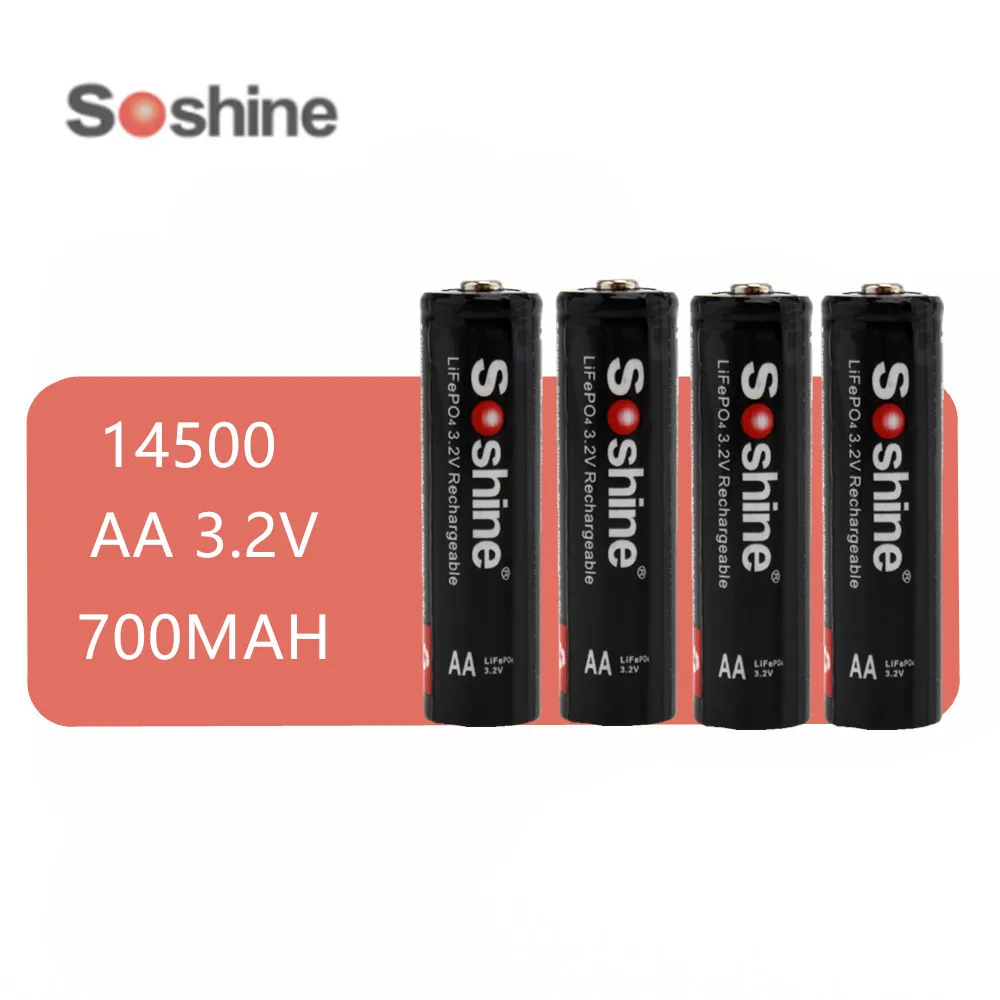 4 шт. аккумуляторы SOSHINE Lifepo4 AA/14500 700 мАч 3 2 В | Электроника