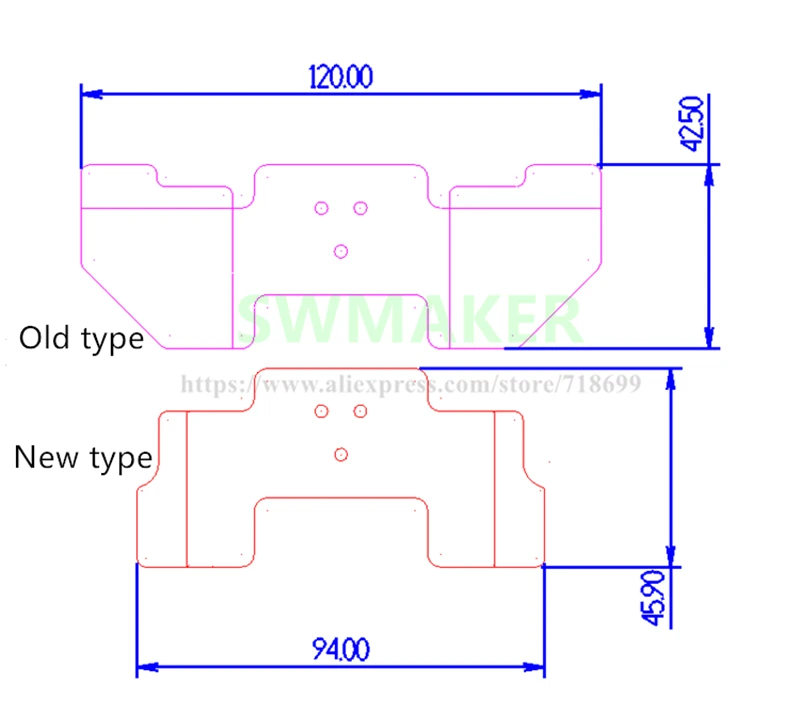 Novo tipo Ultimaker Extrusora de Cabeça 2 + Impressora Chimera Hotend Dupla Extrusora 2 Entrada Liga Alumínio 3d Kit 2 High Quality Computador e Escritório