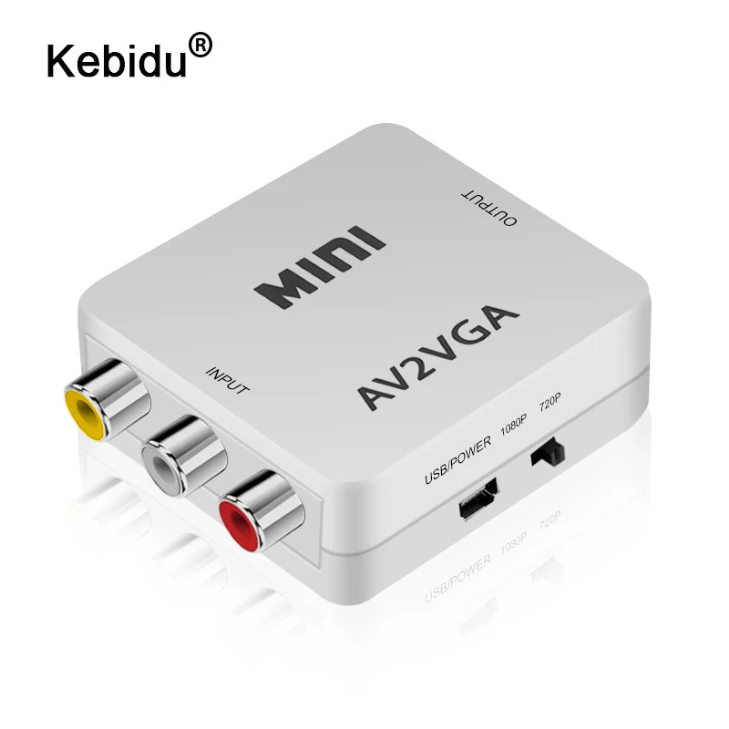 Мини видеоконвертер 1080P RCA AV на VGA видеопреобразователь с 3 5 мм аудио AV2VGA / CVBS +