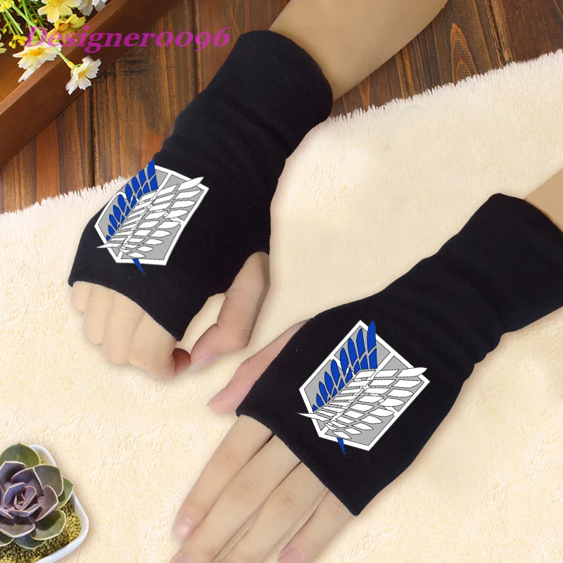 

Anime cosplay attack on titan NARUTO Anime Peripheral Accessories Blended Cotton Gloves Elastic Unisex Cosplay Half Finger