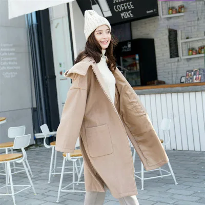 Femelle Laine Outwear coat Élégant Casaco pink Nouveau apricot Split 2019 Femmes Lx224 Femme Long Automne Feminino khaki Trench Manteau Capot En Caramel Lâche x768S7nqa