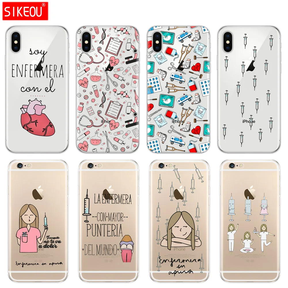 シリコンカバー携帯電話ケース Iphone 6 8 7 6 4s 5 5s Se プラス 10 Xr Xs 11 プロマックスケース漫画医学ナース透明 フィットケース Aliexpress