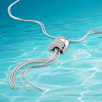 

women 925 sterling silver necklace retro long tassel necklace & pendant