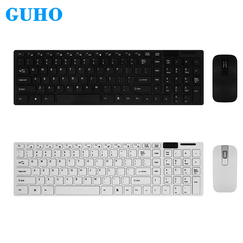

GuHo Gaming Keyboard Mouse Combo Wireless 2.4G Ultra Slim Mute Keyboard Mause Set with USB Adapter Muis for PC Laptop Desktop