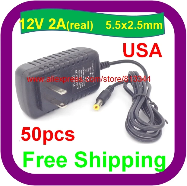 

DHL Free Shipping 50pcs/lot AC 100-240V to DC 12V 2A Power Adapter Supply Charger For LED Strips Light