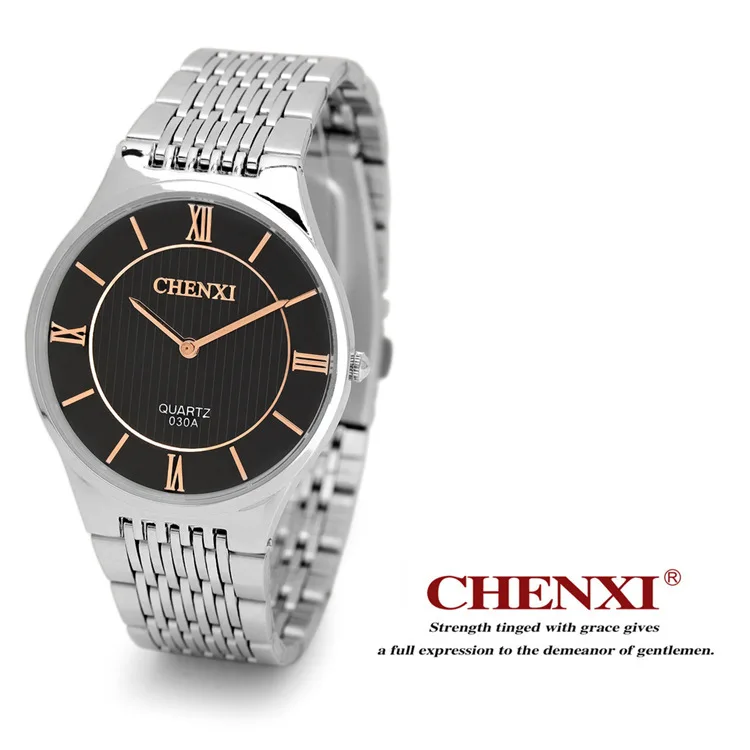 CHENXI лучший бренд класса люкс мужские супер тонкие часы мужские полностью стальные водонепроницаемые золотые кварцевые часы наручные часы reloj hombre