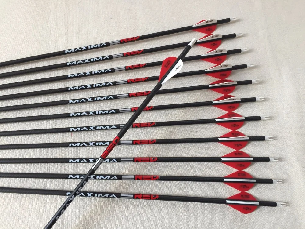 12pcs Archery carbon arrow 3K weave spine340 ID6.2mm arrow shaft