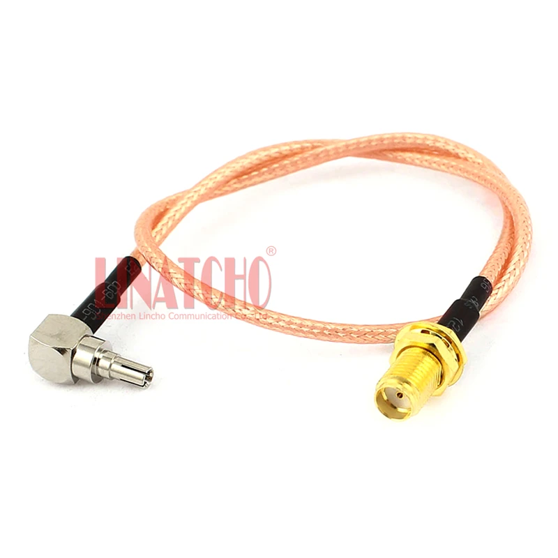 25cm RG316 antenna jumper cable SMA female to CRC9 right angle male