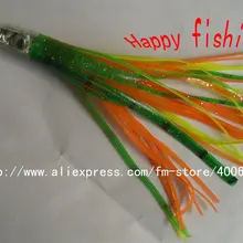 19,5cm7.7 дюймов зеленый и оранжевый цвет Двухслойная юбка Трофейная приманка для Тунец/Марлин/обручи