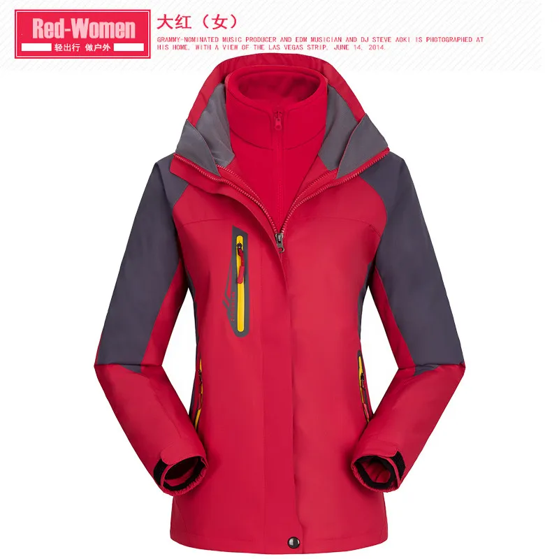 30p 3-в-1 loversoutwear Для мужчин Зимняя куртка с капюшоном, защищающая от ветра, Водонепроницаемый флис внутренний бак Термальность Для женщин плащ куртка-ветровка - Цвет: Red for women