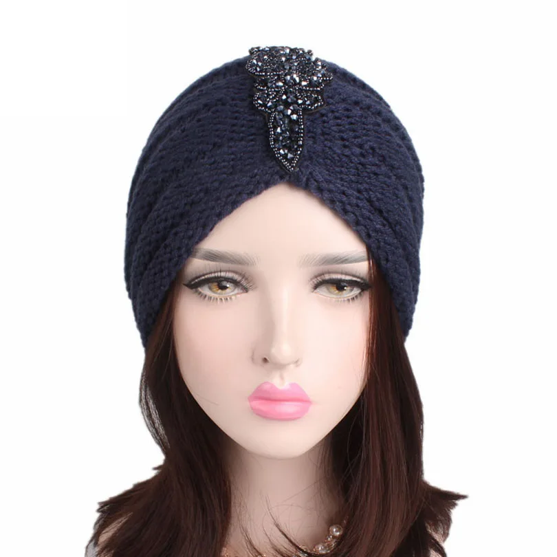 Haimeikang модная, вязаная Лыжная шапочка, повязка на голову, вязаная крючком, повязка на голову, кристальная зимняя теплая мягкая шапка-тюрбан с крестом, индийская шапка для женщин