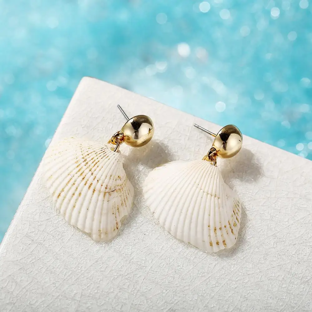 

Yobest New DIY Sea Shell Pendant Earrings Women Brincos Handmade White Earrings Statement Gift Jewelry Bohemian Fashion Jewelry