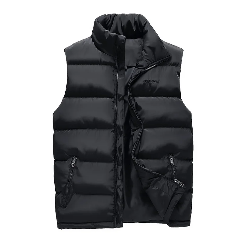 Vest Men New Stylish Autumn Sleeveless Jacket Mens Winter Warm Waistcoat Male Casual Sleeveless Coats Veste Homme Big Size - Цвет: black