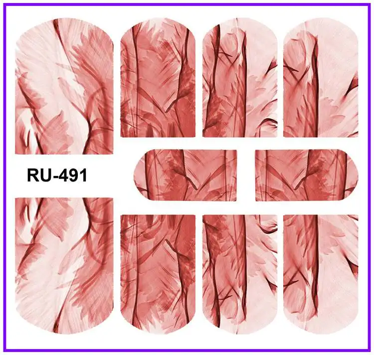 Лак для ногтей, водная наклейка, полное покрытие, цветок X RAY, прозрачные лепестки, цветы, розы, красные, синие RU487-492 - Цвет: RU491
