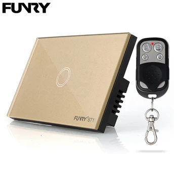 

US 1Gang Standard Touch Switch LED Wall Light Smart Remote Switch Waterproof Light Switch 110-240V Crystal Glass Panel