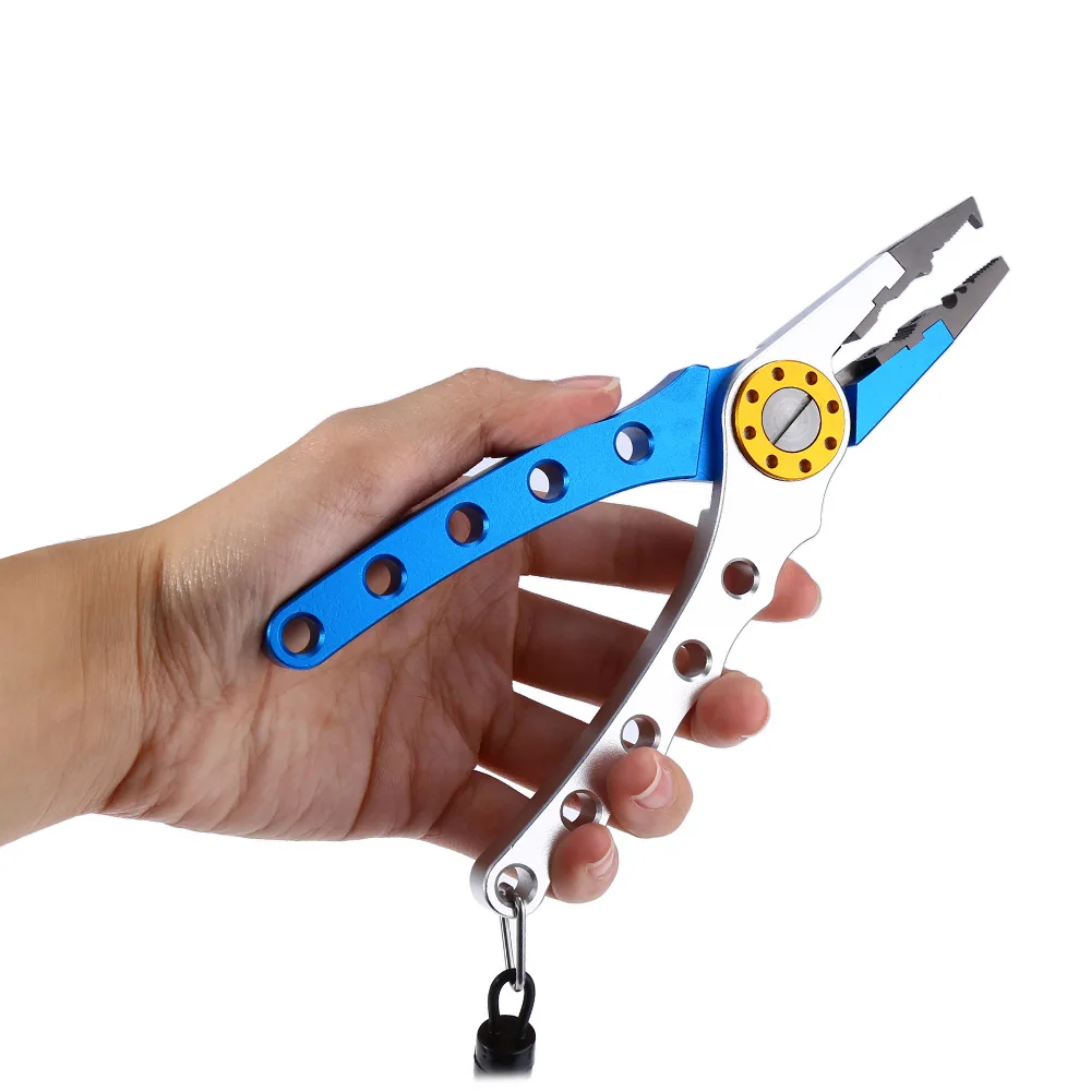 

Portable Multi-function Fishing Lure Pliers Scissors Aluminum Alloy Hook Remover Tackle Tool with Lanyard and Pouch New Arrival
