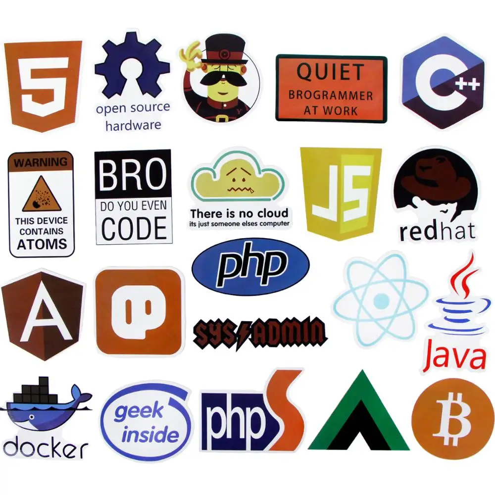 50 шт. интернет Java наклейка гик программист php-docker Html Биткоин облако C++ язык программирования для ноутбука автомобиля DIY стикер s