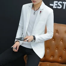 Мужской Блейзер на одной пуговице, одежда для свадебной вечеринки, приталенный костюм, мужской костюм, куртка для диджей ночной клуб, мужские блейзеры, размер M-3XL