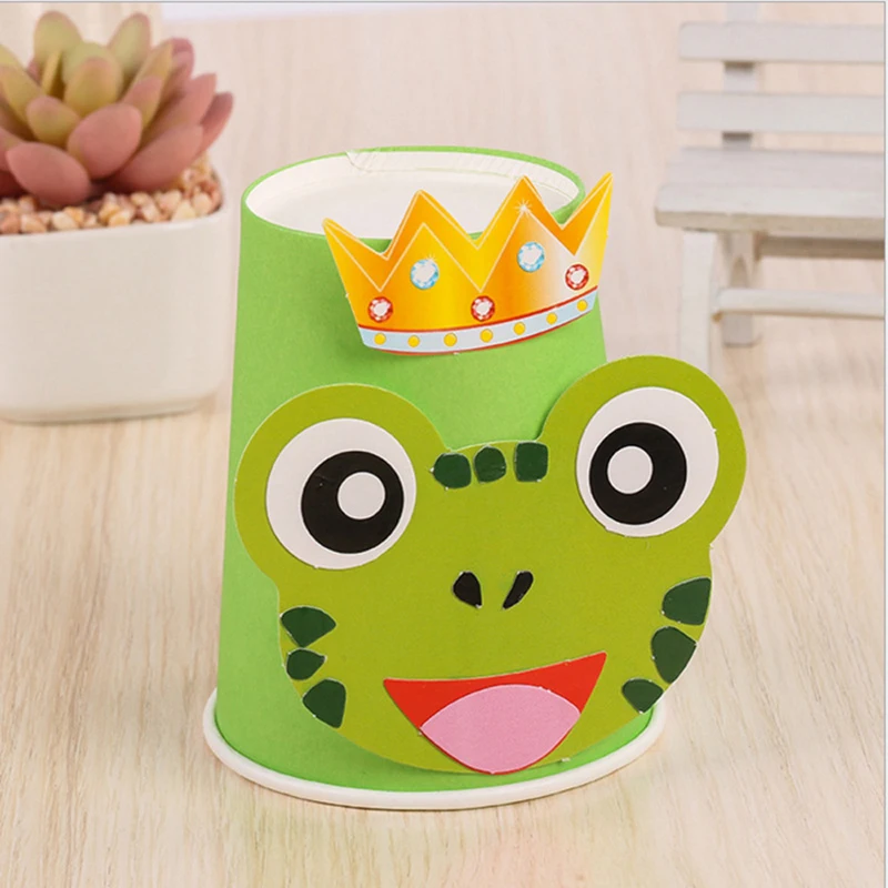 price cut  12pcs 3D DIY Handmade Paper Cups Sticker Material Kit Tool Set Kids Kindergarten School Art Craft E