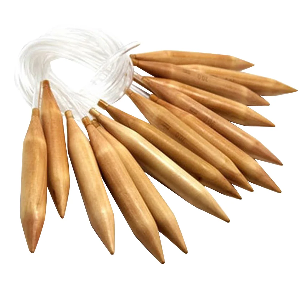 

20mm Bamboo Circular Sweater Needle For Loopy Mango Korea Hot Hats Carbonized Needles Circular Knitting Crafts Tools Wholesale